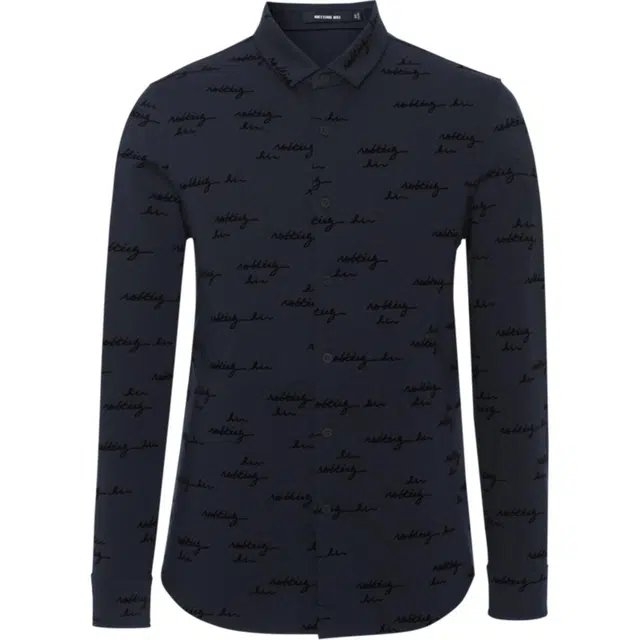 依文 时尚商务休闲长袖衬衫 男款 藏青