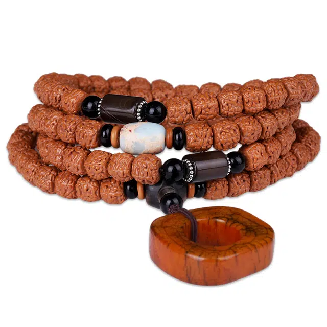 妍韵珠宝 龙鳞纹小金刚 牛骨平安扣玛瑙念珠 金刚菩提 菩提类手串 男女同款情侣款