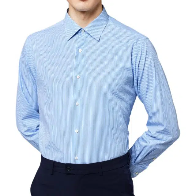 佛朗尼·齐拉 休闲商务通勤百搭长袖衬衫 男款 兰条