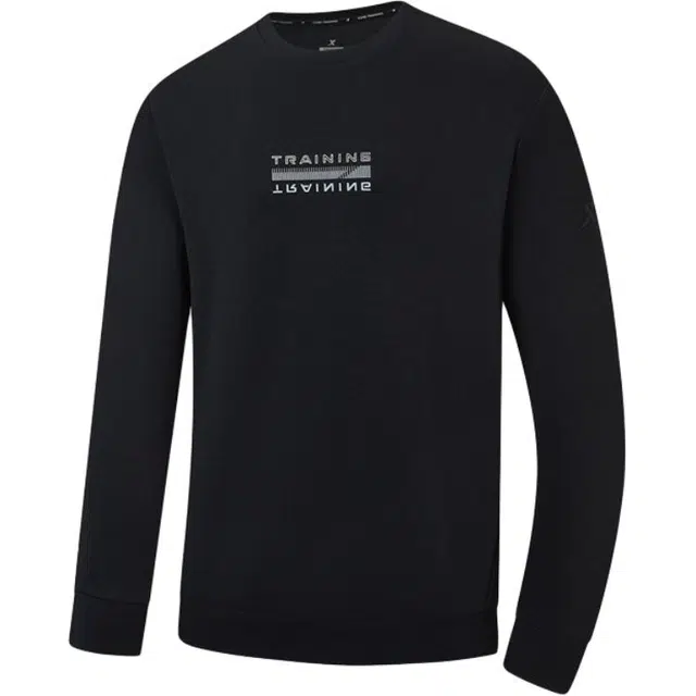 特步 综训系列 字母圆领舒适透气百搭运动卫衣 男款 正黑色