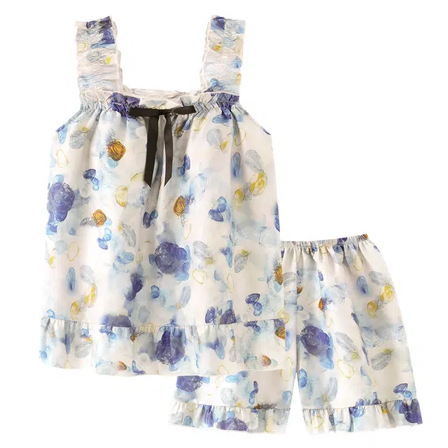 顶瓜瓜 带胸垫甜美性感无袖三分裤夏季睡衣套装 女款 图片色