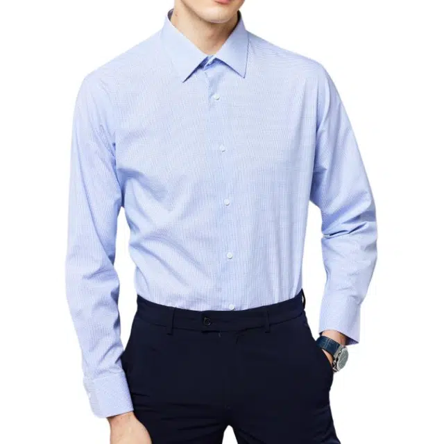 佛朗尼·齐拉 商务通勤休闲格纹长袖衬衫 男款 紫格