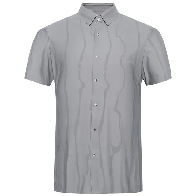利郎 凉感商务休闲印花修身尖领夏季短袖衬衫 男款
