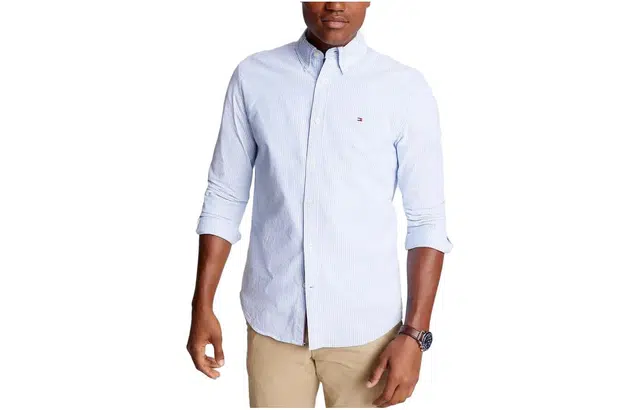 Tommy Hilfiger Regular Fit Stripe Stretch Oxford Shirt Shirts Provence
