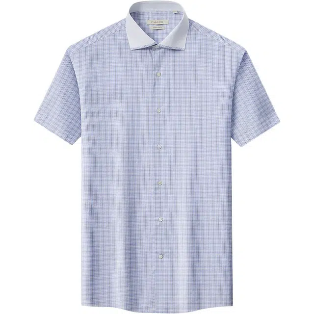 佛朗尼·齐拉 休闲时尚百搭舒适短袖衬衫 男款 紫格