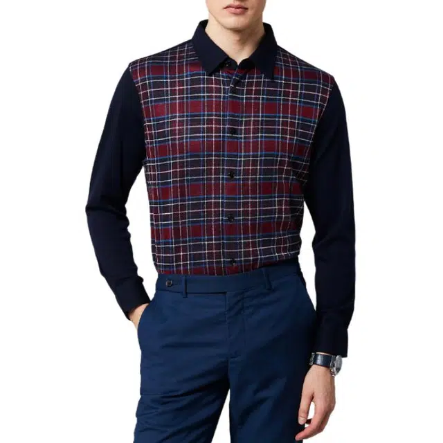 佛朗尼·齐拉 柔软舒适休闲长袖衬衫 男款 蓝红格