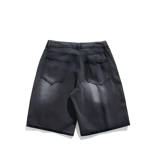 欧路得 美式潮牌宽松渐变设计直筒牛仔短裤 男款