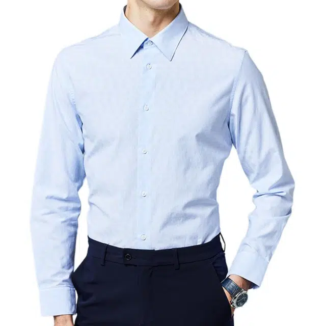 佛朗尼·齐拉 商务休闲通勤长袖衬衫 男款 浅蓝