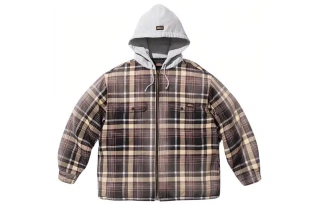 Supreme x Dickies FW23 Plaid Hooded Zip Up Shirt