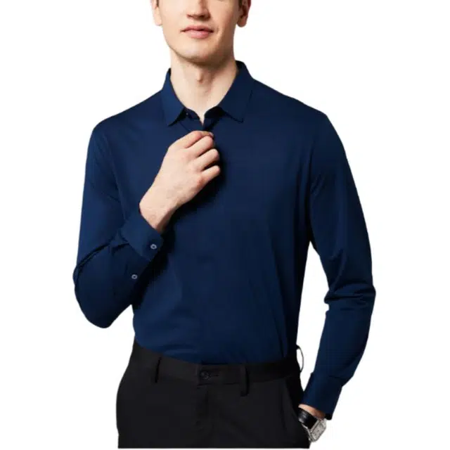 佛朗尼·齐拉 休闲商务通勤简约长袖衬衫 男款 藏蓝色