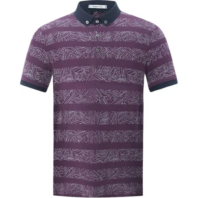 佛朗尼·齐拉 商务休闲植物花卉翻领短袖衬衫 男款 紫红