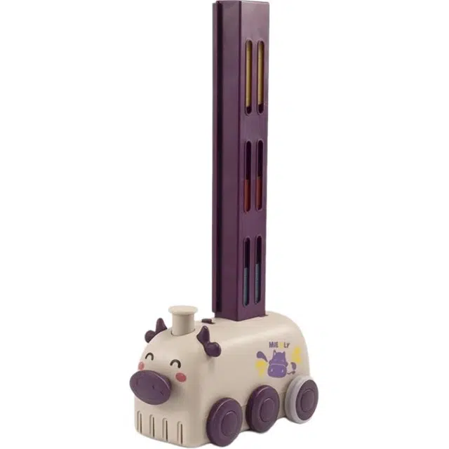 蒙柯 自动放牌多米诺骨牌小火车 卡通可爱积木 早教益智玩具