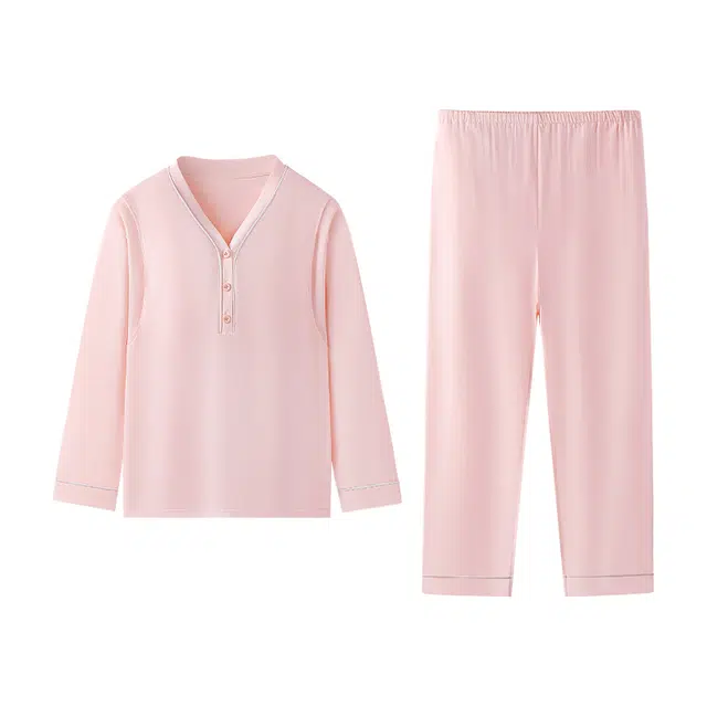 英氏 带胸垫孕妇家居服产后哺乳月子服休闲睡衣套装 女款 粉色