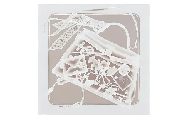 Hermes Scarf "Please Check" Silver Grey