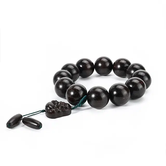 天纵 【收藏传承】新中式高端名贵红木爆星佛珠  一叶暴富 弥勒佛吊坠纳福平安 复古轻奢文玩珍品招财好运 紫檀属 手串 男女同款情侣款