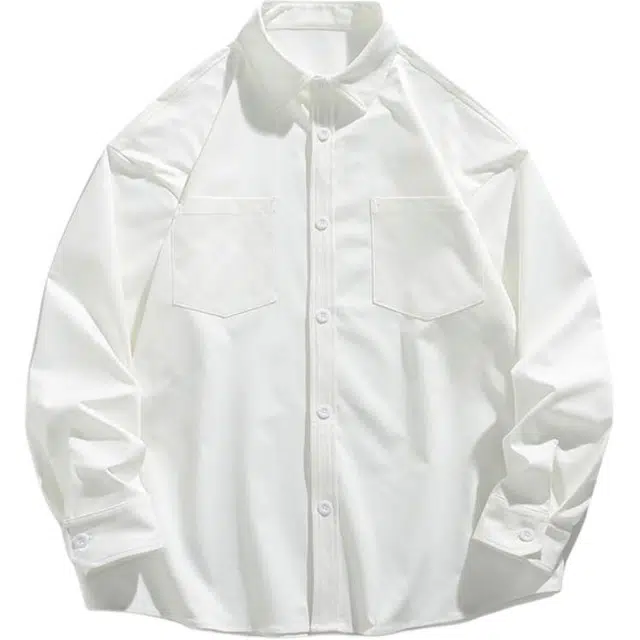 颂希尔 宽松百搭美式潮牌重磅长袖衬衫 男女同款