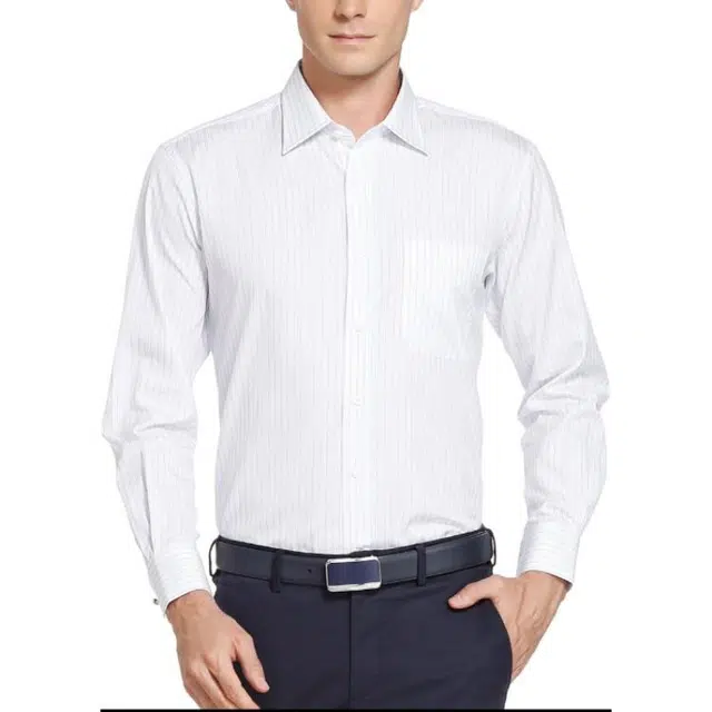 佛朗尼·齐拉 纯色商务单排扣时尚百搭长袖衬衫 男款 白色