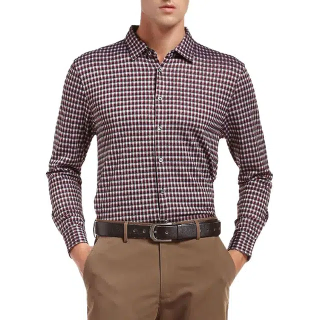 佛朗尼·齐拉 舒适通勤百搭长袖衬衫 男款 红格