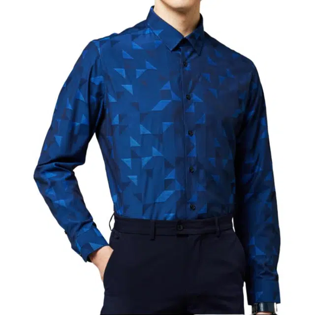 佛朗尼·齐拉 日常通勤翻领长袖衬衫 男款 藏青色