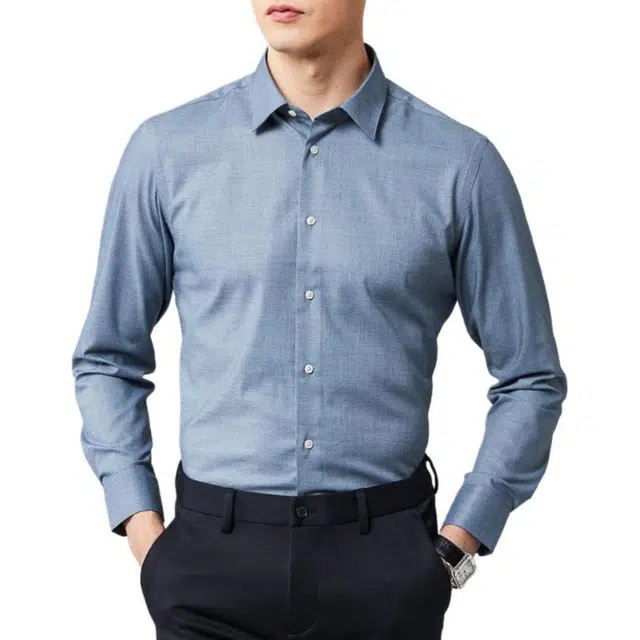 佛朗尼·齐拉 时尚纯色休闲长袖衬衫 男款