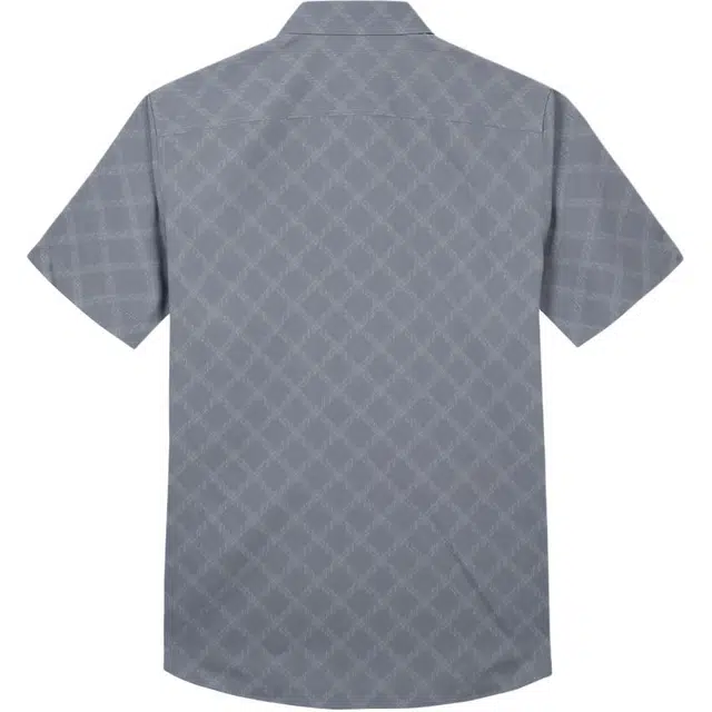 才子 舒适通勤商务时尚简约小众短袖衬衫 男款 灰蓝色