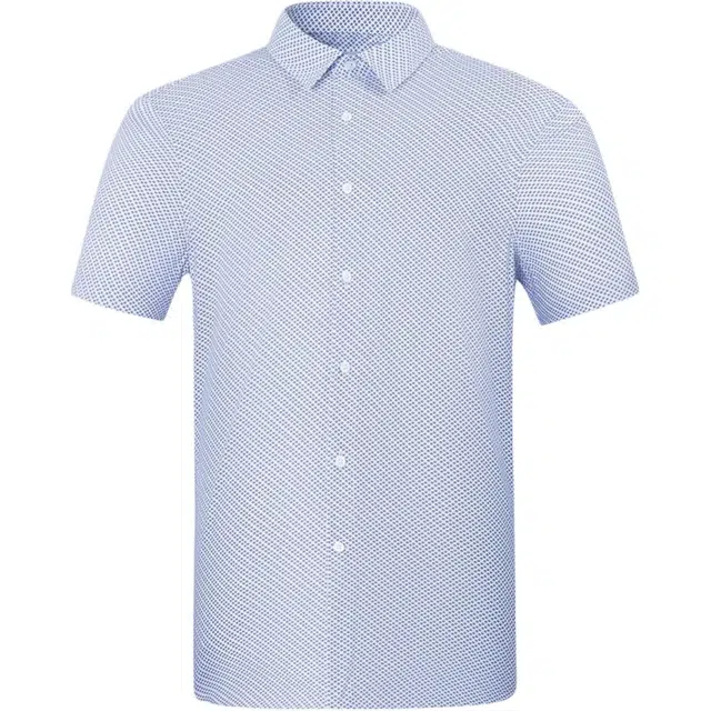 佛朗尼·齐拉 商务休闲纯色短袖衬衫 男款 蓝色