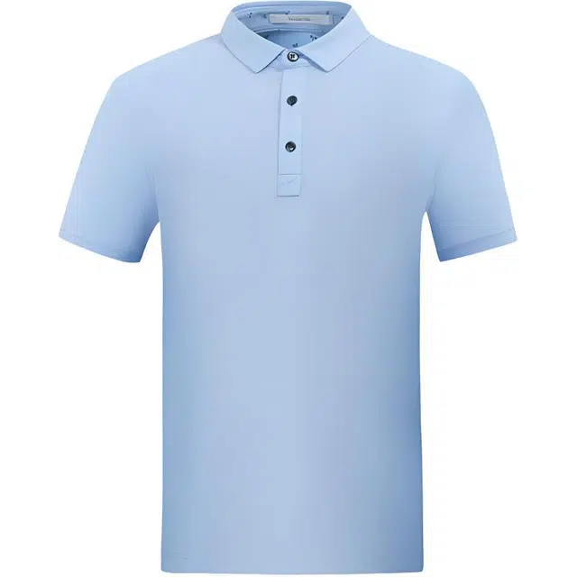 佛朗尼·齐拉 翻领纯色舒适短袖衬衫 男款 浅蓝