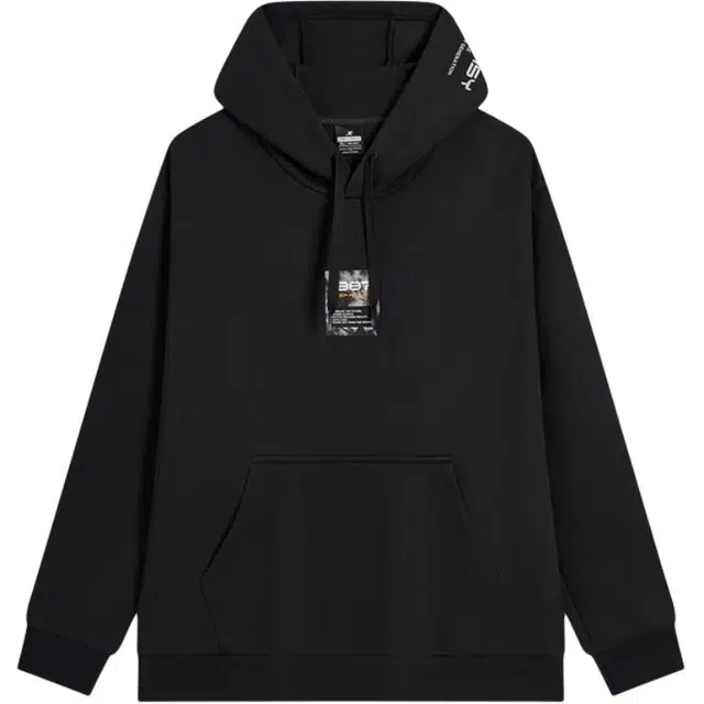 特步 生活系列 舒适休闲百搭连帽卫衣 男款 正黑色