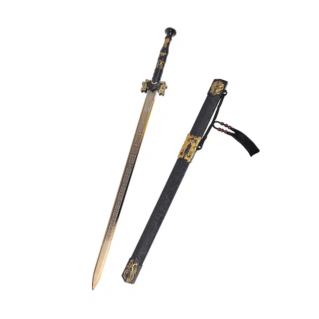 天子剑 瞻星剑 龙泉高锰钢刀剑合金装饰手柄长剑兵器未开刃 成品模型