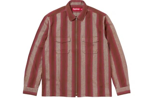 Supreme FW23 FW23 WEEK13 STRIPE FLANNEL ZIP UP SHIRT