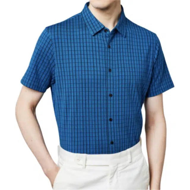 佛朗尼·齐拉 格子翻领舒适短袖衬衫 男款