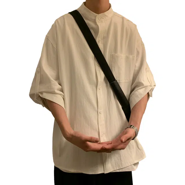 玉儿恋 潮牌宽松透气舒适百搭休闲落肩短袖及衬衣衬衫 男女同款
