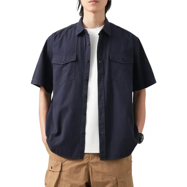 杜克恩 美式复古工装纯棉休闲宽松日常通勤衬衫 男女同款