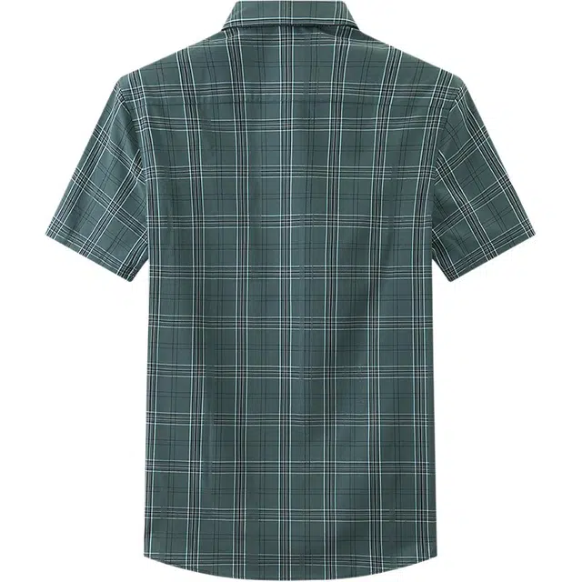 爱登堡 探索主题条纹格子商务休闲轻奢通勤正装翻领短袖衬衫 男款