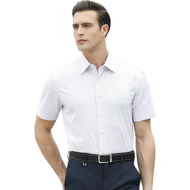 佛朗尼·齐拉 舒适透气翻领短袖衬衫 男款 红格