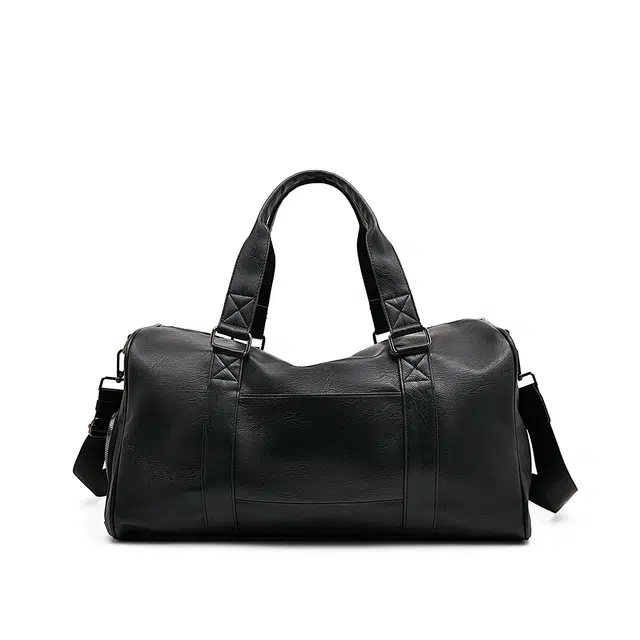 老人头 简约时尚纯色出行旅游干湿分离 合成革 旅行包 男款 黑色