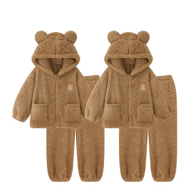 俏韵 连帽舒适亲肤简约长袖睡衣套装 女款 图片色