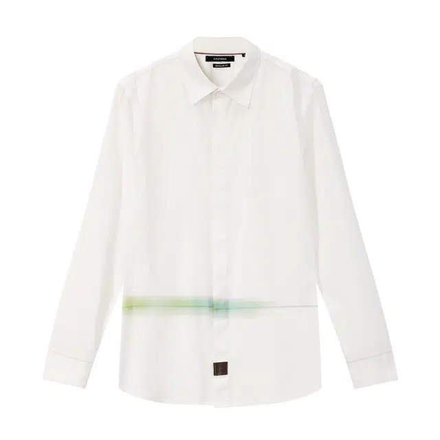 安正 磨毛印花商务高级结婚新郎礼服长袖衬衫 男款 花本白