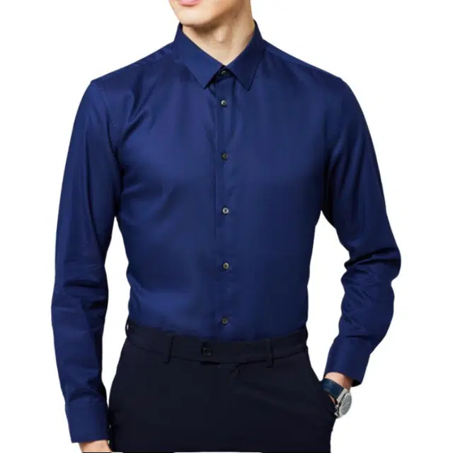 佛朗尼·齐拉 商务通勤简约长袖衬衫 男款 藏青色