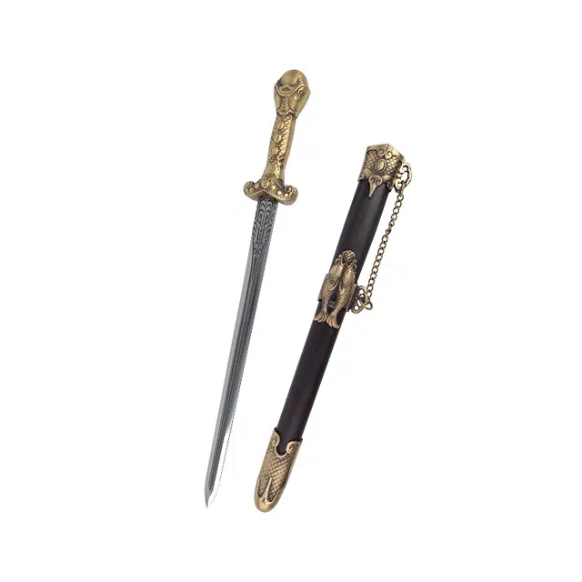 天字号 鱼肠短剑 龙泉碳钢刀剑黑檀木鞘黄铜装小兵器收藏未开刃 成品模型