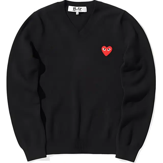 CDG Play Heart Logo Knit Sweater Black