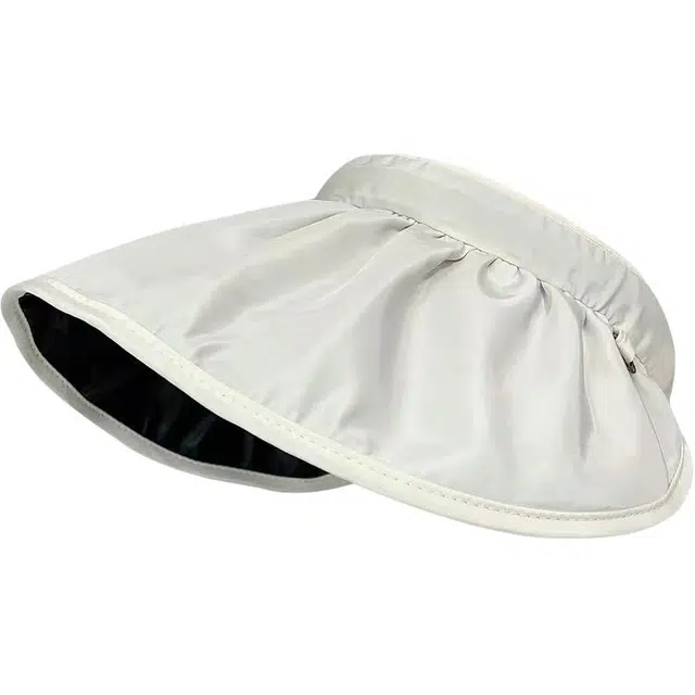 优莲茵 纯色夏季大帽檐贝壳帽黑胶遮阳帽 女网红遮脸空顶帽可卷发箍 大头围可调节显脸小 百搭温柔出游 涤纶 防晒帽 女款