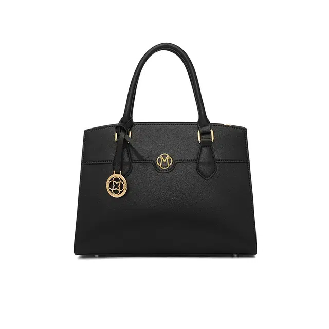 稻草人 百搭时尚风字母徽章 高级感车缝线上班族通勤 人造革 手提单肩斜挎包 女款 黑色/棕色/卡其