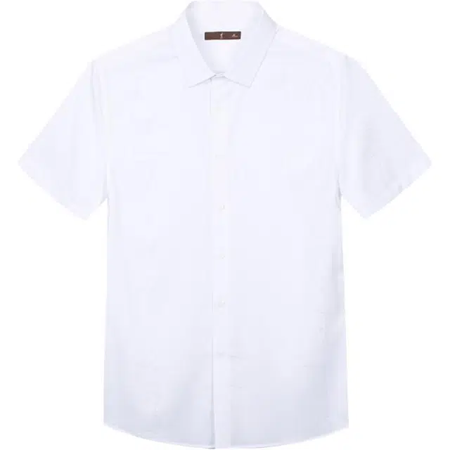 才子 时尚简约舒适纯色短袖衬衫 男款 白色