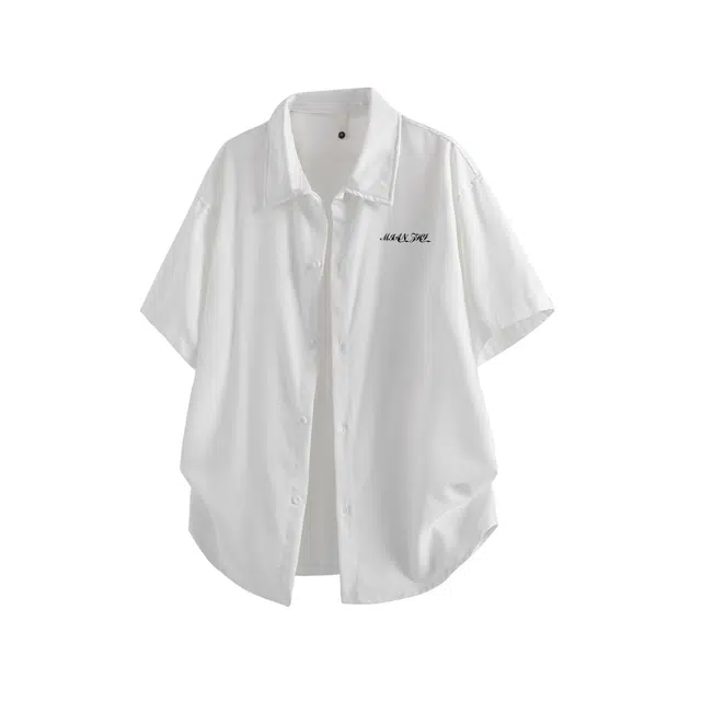 棉致 夏季休闲衬衫垂感痞帅短袖简约宽松版型上衣衬衣 男女同款