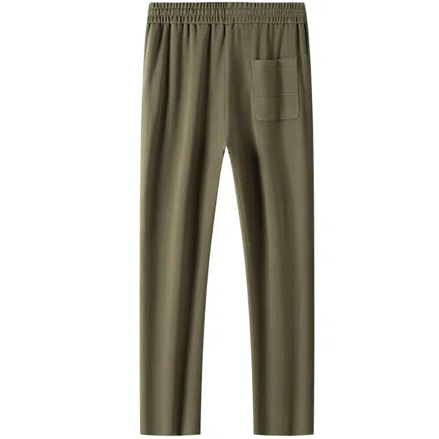 红豆 系带舒适纯色直筒宽松休闲裤 男款