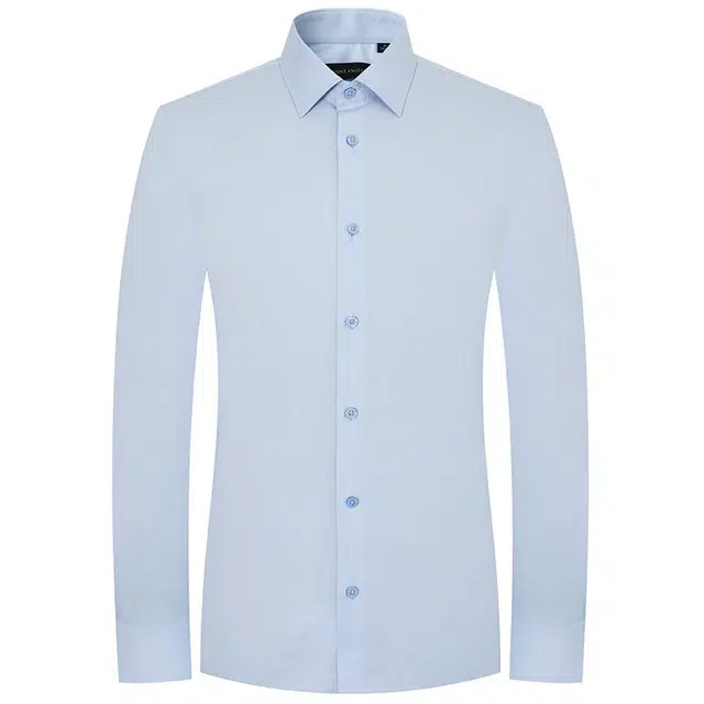 报喜鸟正装衬衫夏季衬衫商务绅士正装纯色长袖衬衫上衣衬衣 天空蓝