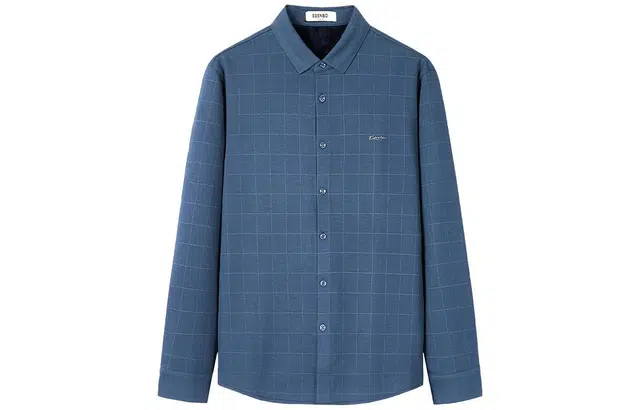 爱登堡 新款纯色长袖衬衫 男款 深蓝色