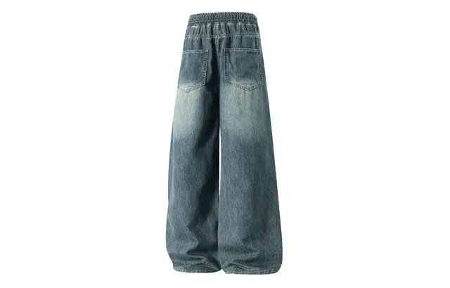 大卫贝肯 夏季冰丝男透气薄款美式高街百搭水洗慵懒风宽松直筒牛仔裤 男女同款