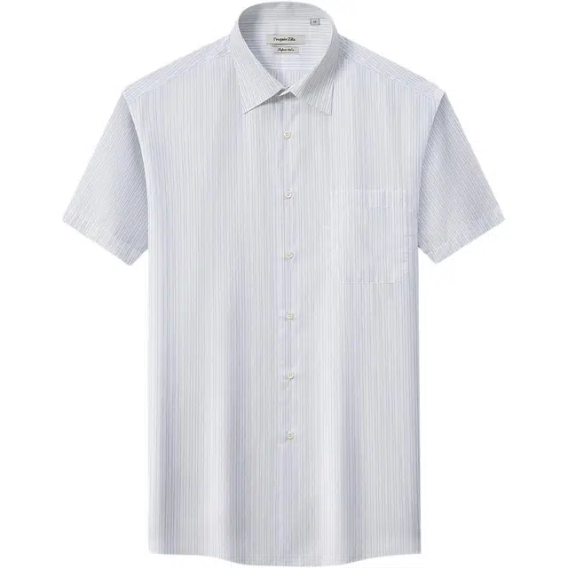 佛朗尼·齐拉 简约舒适纽扣时尚短袖衬衫 男款 兰条